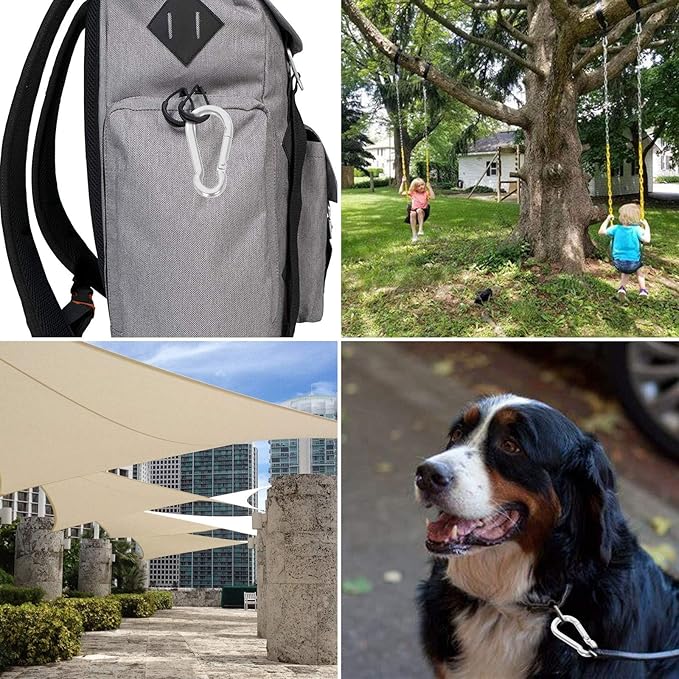 Stainless Steel Spring Snap Hook Carabiner M6 M8 M10 Heavy Duty Carabiner Clip Spring Clips Keychain 5/16 Inch Quick Links for Backpack, Hammocks, Camping, Swing(16/30/10PCS)-StrideForce Fitness