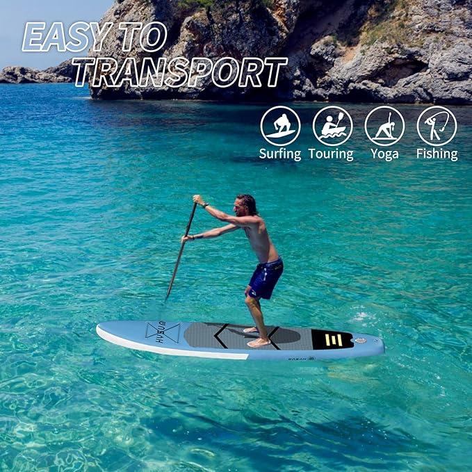 Inflatable Stand Up Paddle Board, 10'x30''x6'' Ultra-Light Paddleboards for All Skill Levels with SUP Accessories, Paddle, Fins, Leash, SUP Pump, Backpack-StrideForce Fitness