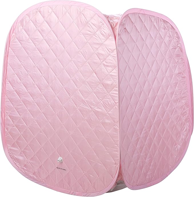 Durasage Personal Foldable Steam Sauna for Relaxation at Home, 60 Minute Timer, 800 Watt Steam Generator, Chair Included - Light Pink-StrideForce Fitness