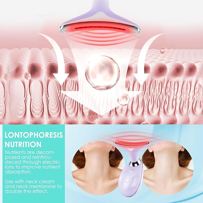 Facial Massager Red-Light-Therapy-for-Face and Neck, Face 𝖲 culpting Wand with 7 Color (Light Purple)-StrideForce Fitness