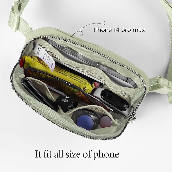 ODODOS Unisex Mini Belt Bag with Adjustable Strap Small Fanny Pack for Workout Running Traveling Hiking, Desert Sage-StrideForce Fitness