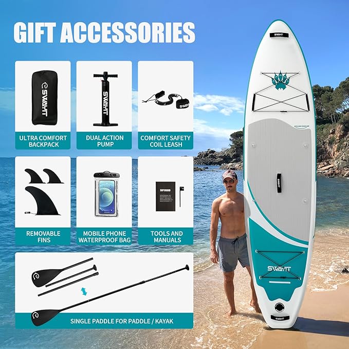 Inflatable Stand Up Paddle Board – Durable SUP for Adults & Youth,33" Wide Blow Up Paddle Board with Paddle, Pump, Backpack,Leash – All Around Stable for All Skill Levels, Carries up to 450 lbs-StrideForce Fitness