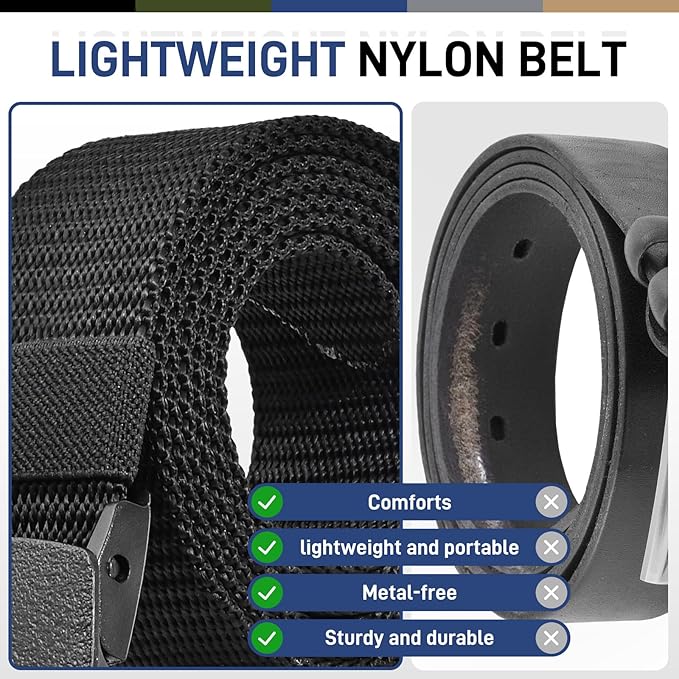 Tactical Men's Nylon Belts,5 Pack Mens Belts Casual，Military Canvas Outdoor Metal-free Belts-StrideForce Fitness