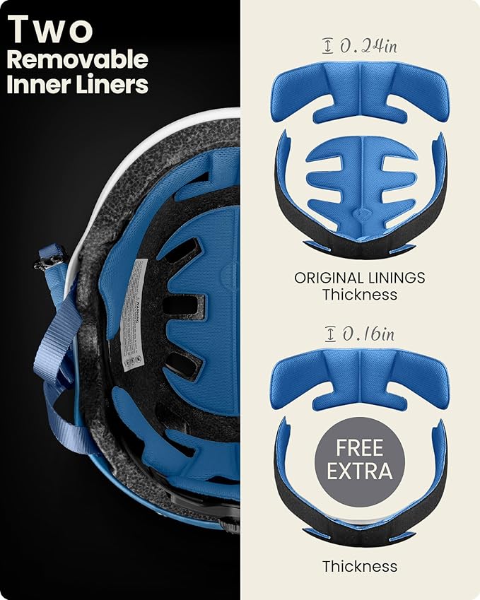 OutdoorMaster Skateboard Cycling Helmet - Two Removable Liners Ventilation Multi-Sport Scooter Roller Skate Inline Skating Rollerblading for Kids, Youth & Adults-StrideForce Fitness