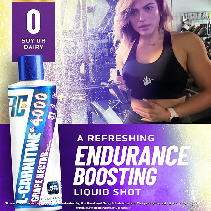 Ronnie Coleman Signature Series L Carnitine XS 4000 Liquid, Stimulant Free, Sugar Free, Zero Carbs, Lean Muscle Strength Support for Men & Women, 16 Oz (16 oz, Grape Nectar (4000))-StrideForce Fitness