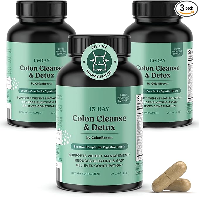ColonBroom 15 Day Colon Cleanse & Detox Cleanse for Weight Loss with Probiotics & Magnesium to Support Digestion, Reduce Bloating & Boost Metabolism - Gentle & Effective Gut Detox for Women, Pack of 3-StrideForce Fitness