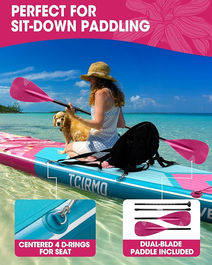 Inflatable Stand Up Paddle Board for Adults with Seam Welded Technology, 10'6''x33''x6'', Durable SUP with Dual-Blade Paddle and Complete Accessories, 390 lbs Capacity, Beginner-Friendly-StrideForce Fitness