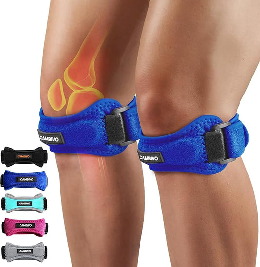 CAMBIVO 2 Pack Knee Braces for Women and Men, Patella Knee Support Strap, Basketball, Running, Hiking, Volleyball, Tennis, Squats