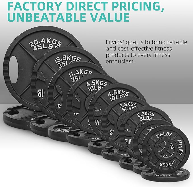 Olympic Cast Iron 2-Inch Weight Plates for Strength Training & Weightlifting, 255 Pounds Set, Multiple Packages-StrideForce Fitness