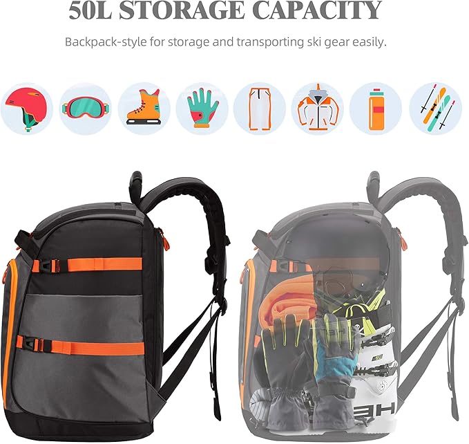 Ski/Snowboard Boot Bag/Skating Bag | Excellent for Store and Transport Gear, Jacket, Helmet, Goggles, Gloves & Accessories-StrideForce Fitness