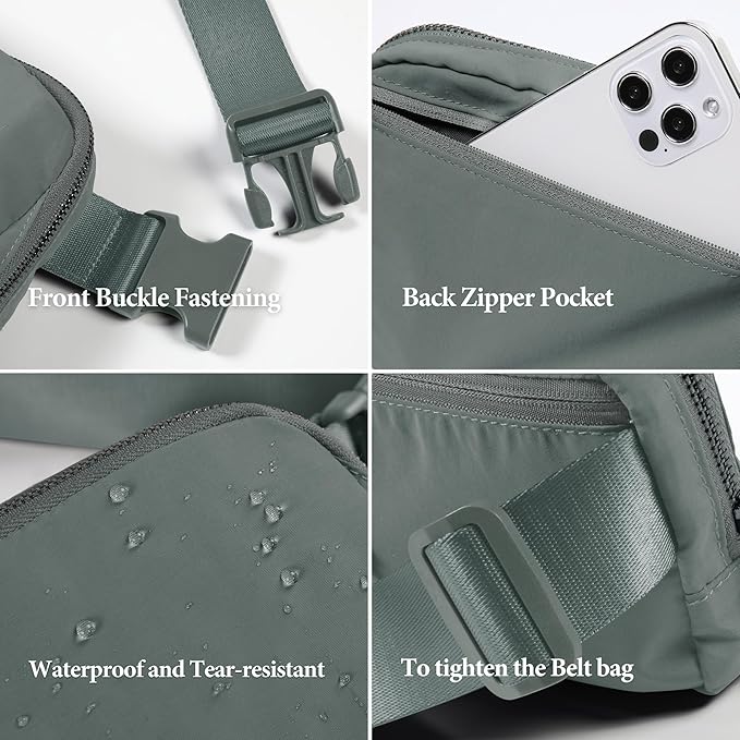 ODODOS Unisex Mini Belt Bag with Adjustable Strap Small Fanny Pack for Workout Running Traveling Hiking, Iron Gray-StrideForce Fitness