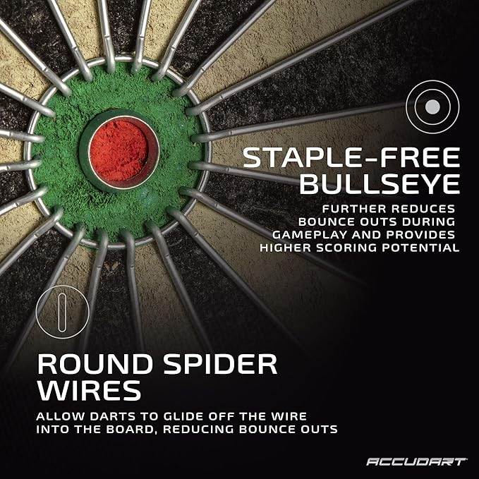 Accudart Armada Bristle Dartboard Cabinet Set - Official Size 18" x 1.5" - Self Healing Genuine Sisal - Wall Mount Cabinet Set - Round Spider Wires Reduce Bounce Outs - Rotatable Metal Number Ring-StrideForce Fitness