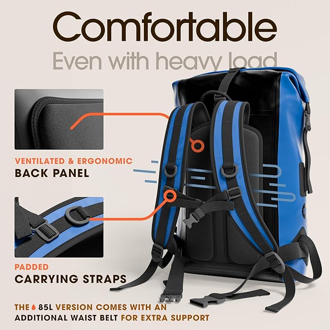 Earth Pak Waterproof Backpack - Heavy Duty Hiking Backpack - Roll-Top Closure Bag - Cushioned Dry Bag Waterproof Phone Case-StrideForce Fitness