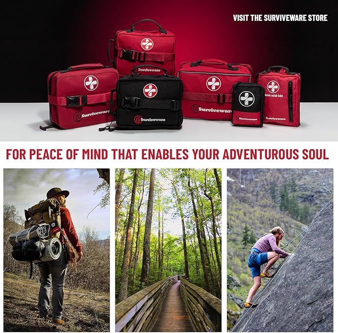 Surviveware 238 Pcs Comprehensive Premium Survival First Aid Kit - Medical Emergency Kit for Travel Camping Gear, Home Essentials & Outdoor Emergencies - HSA & FSA Eligible Survival Kit-StrideForce Fitness