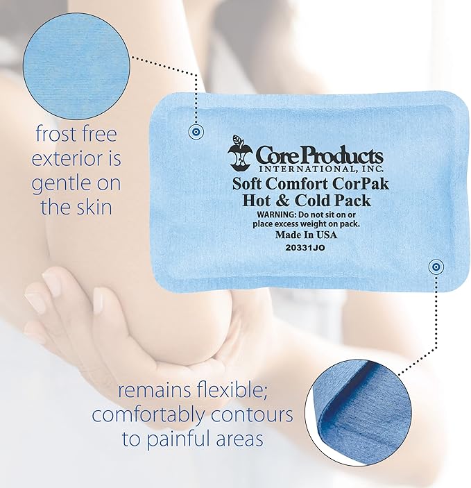 Core Products Soft Comfort CorPak – Reusable Hot & Cold Therapy Pack, Ice Pack for Injuries, No-Frost Compress for Muscle, Back & Joint Pain Relief – 3" x 5", Made in USA-StrideForce Fitness