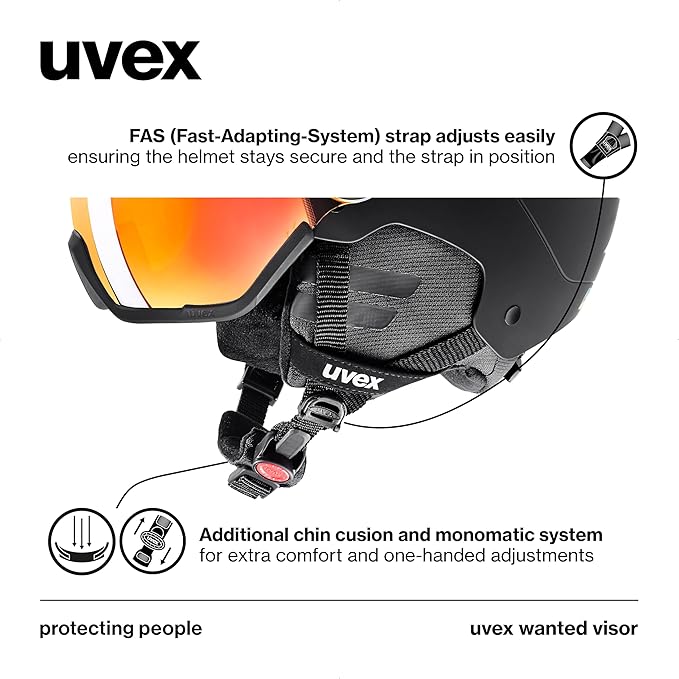 uvex Wanted Visor ski Helmet for Women & Men - Adjustable Helmet with Integrated Visor-StrideForce Fitness