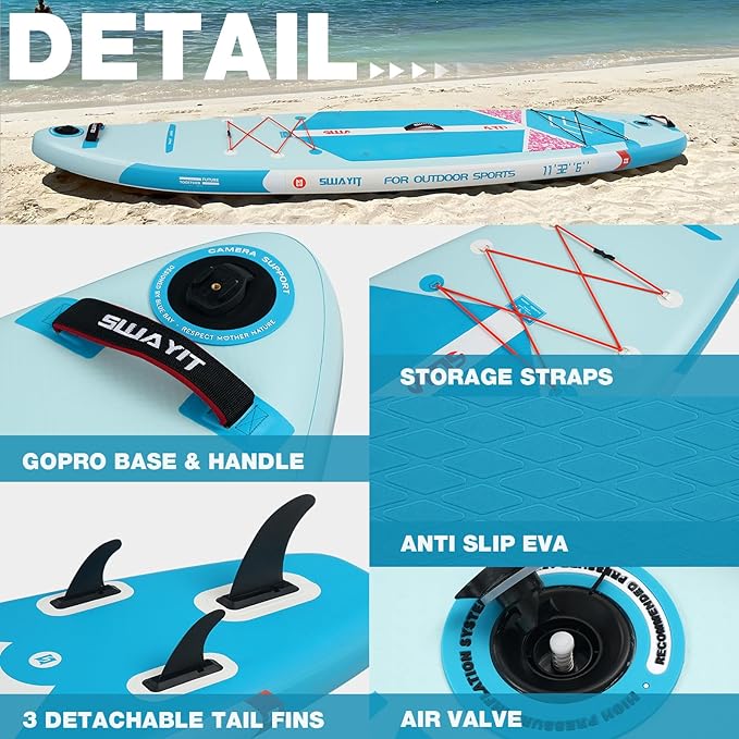 Inflatable Stand Up Paddle Board – Durable SUP for Adults & Youth,33" Wide Blow Up Paddle Board with Paddle, Pump, Backpack,Leash – All Around Stable for All Skill Levels, Carries up to 450 lbs-StrideForce Fitness