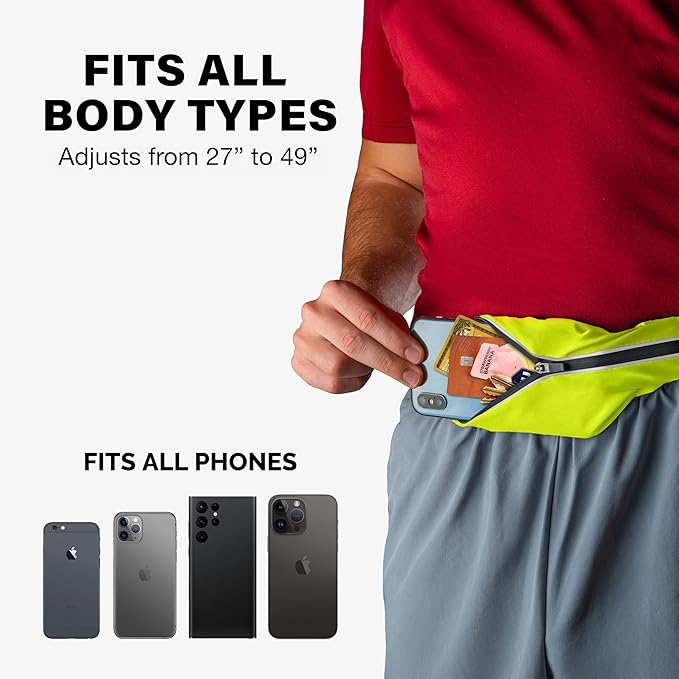 Back Bay Reflective Running Belt for Women & Men [Fits ALL Phones], Runners Fanny Pack, Money Belt, Reflective Running Gear, Waist Bag Workout Gear, iPhone Runner's Phone Holder Waist Pack-StrideForce Fitness
