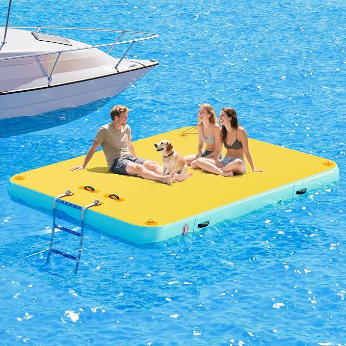 Specraft Inflatable Floating Dock, Non-Slip Air Dock Platform loating Island Raft with Rope Ladder for Pool Lake Beach Ocean-StrideForce Fitness