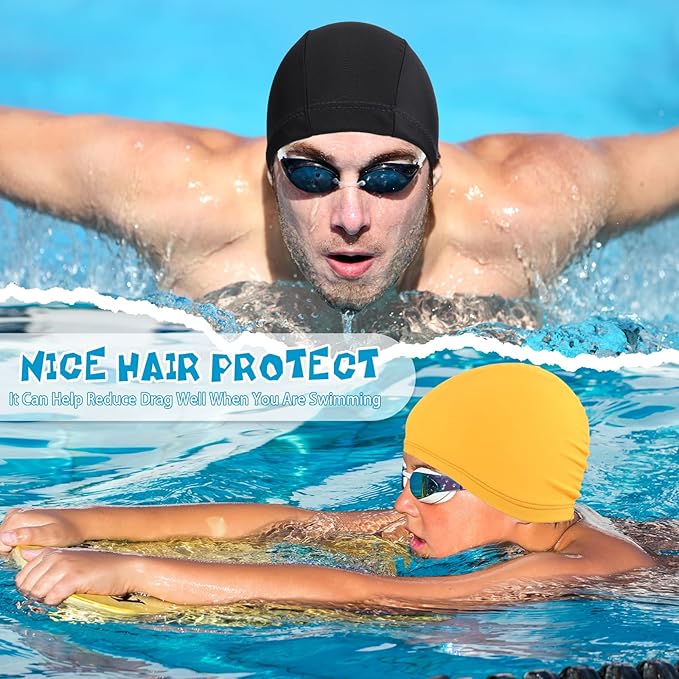 Bonuci 24 Pieces Cloth Elastic Swim Cap Bulk Comfortable Fabric Swimming Hat Elasticity Swimming Pool Cap Lightweight Bathing Caps for Women Men Kids Unisex, Not Waterproof-StrideForce Fitness