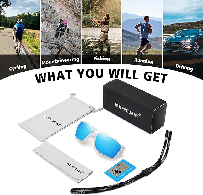 STORYCOAST Polarized Sports Sunglasses for Men Women Unbreakable Frame Cycling Fishing Driving-StrideForce Fitness