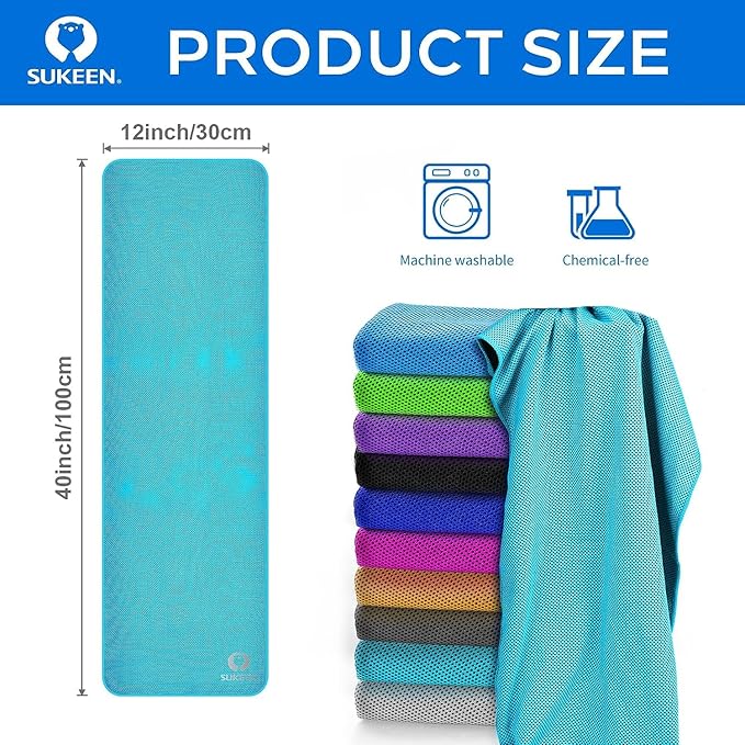 Sukkeen Cooling Towel (40"x12"), Soft Breathable Chilly Microfiber Towel for Yoga, Sports & More Activities-StrideForce Fitness