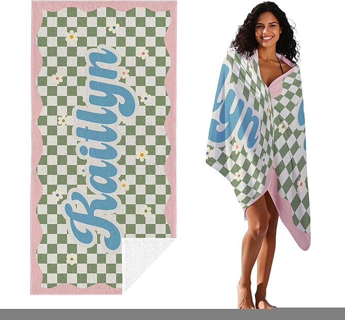 JML Personalized Beach Towel with Name, Custom Flower Beach Towel, Customized Microfiber Pool Towel, Quick Dry & Absorbent Swim Towel for Adult,Anniversary, Birthday, Summer Holiday,Vacation-StrideForce Fitness