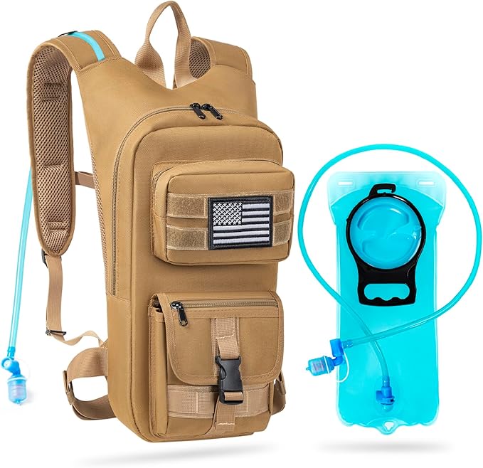 Hydration Backpack, Tactical Molle Water with 2L TPU Water Bladder, for Men Women Lightweight Water Backpack, Hydration Pack for Hiking, Biking, Climbing and Hunting-StrideForce Fitness