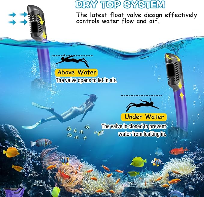 Greatever Dry Snorkel Set,Panoramic Wide View,Anti-Fog Scuba Diving Mask,Professional Snorkeling Gear-StrideForce Fitness
