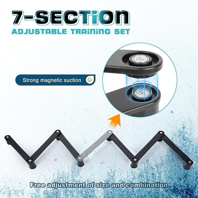 Hikeen 7-Sections Hockey Training Equipment,Magnetic Adjustable Size Hockey Stick Handling Trainer,Portable Stickhandling Training Tool for Puck Control, Reaction Time and Coordination-StrideForce Fitness