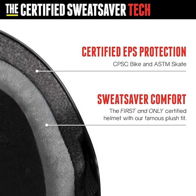 Triple Eight Certified Sweatsaver Helmet for Skateboarding, BMX, Roller Derby, Roller Skating, Inline Skating, Scooter and Bike-StrideForce Fitness