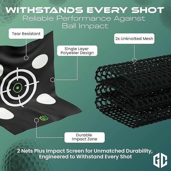 GrdnCare Golf Hitting Net 10x10x10ft – Golf Practice Net with Silent Target Tarp, Mat & Tee with Carry Bag (No Metal Frame) – Indoor Practice for Backyard or Garage & Outdoors-StrideForce Fitness