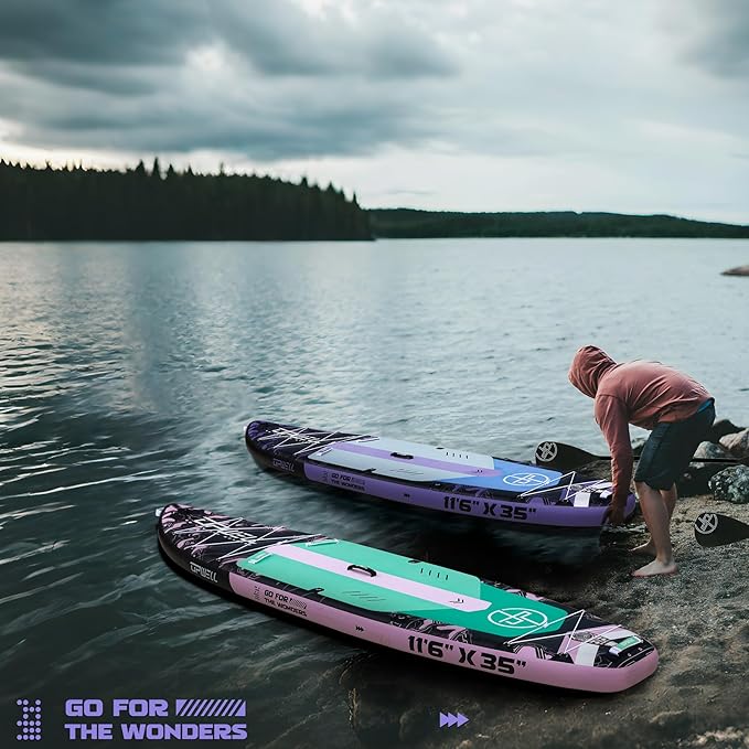 UPWELL 11'6"×35" Extra Wide Inflatable Paddle Board, Stand Up Paddle Board for Youth & Adults, Stable Design, Premium SUP Accessories, 120L Backpack, 10L Dry Bag, Paddle, Leash, Hand Pump, US Fins-StrideForce Fitness