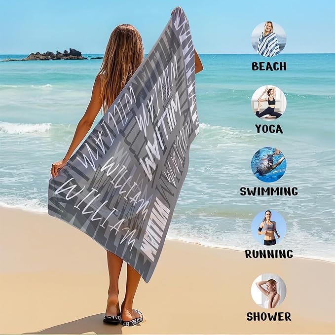 JML Personalized Beach Towel with Name, Custom Beach Towel with Name, Customized Microfiber Pool Towel, Quick Dry & Absorbent Swim Towel for Adult,Anniversary, Birthday, Summer Holiday,Vacation-StrideForce Fitness