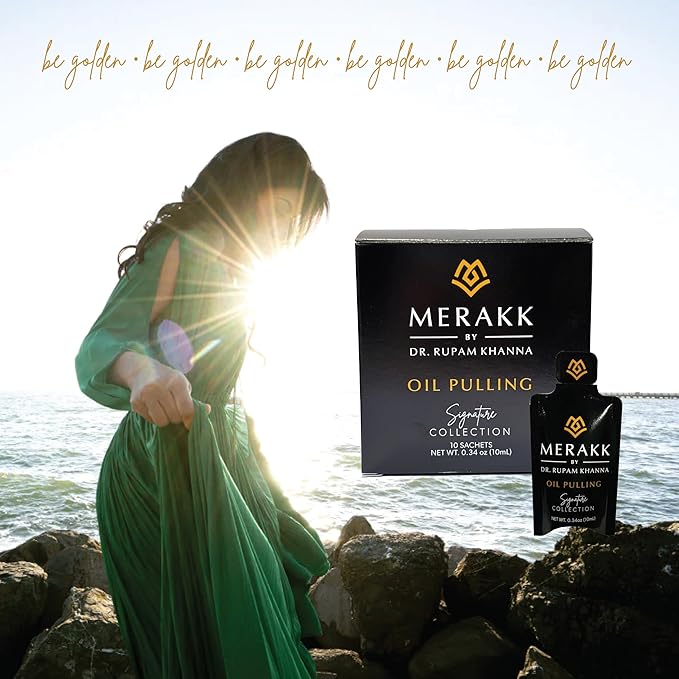 Merakk Coconut Oil Pulling for Teeth and Gums - Ayurvedic Coconut Pulling Oil for Teeth and Gums w/Clove & Grape Seed Oil - Whitening Oil Pulling Mouthwash - Oil Pulling Oral Rinse - 10 Sachets, 10ml