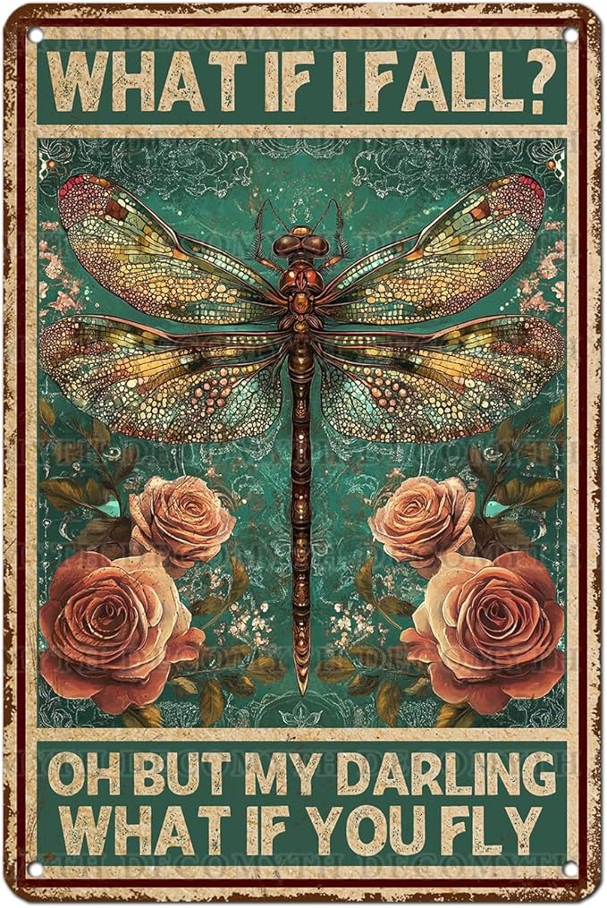 Vintage Tin Sign What If You Fly Tin Sign Metal Wall Decor for Home Office Kitchen Bar Cafe Garden Wall Decor 12 * 8inch-StrideForce Fitness