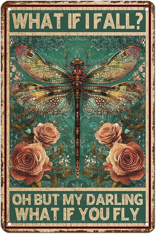 Vintage Tin Sign What If You Fly Tin Sign Metal Wall Decor for Home Office Kitchen Bar Cafe Garden Wall Decor 12 * 8inch-StrideForce Fitness