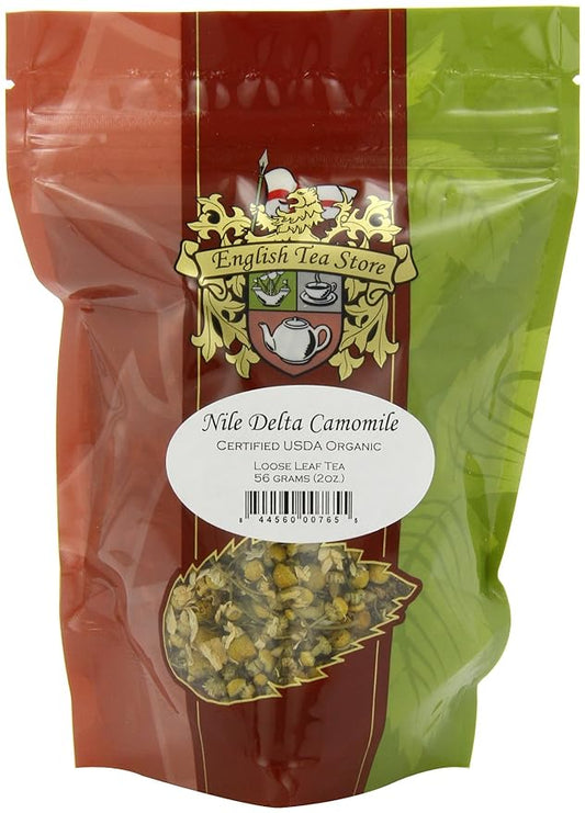 Organic Nile Delta Camomile Tea | Loose Leaf Herbal Tea from Egypt | Fruity Floral Aroma | Caffeine-Free Nighttime Blend | Relaxing Herbal Infusion | 2oz Resealable Pouch | Naturally Dried Flowers-StrideForce Fitness