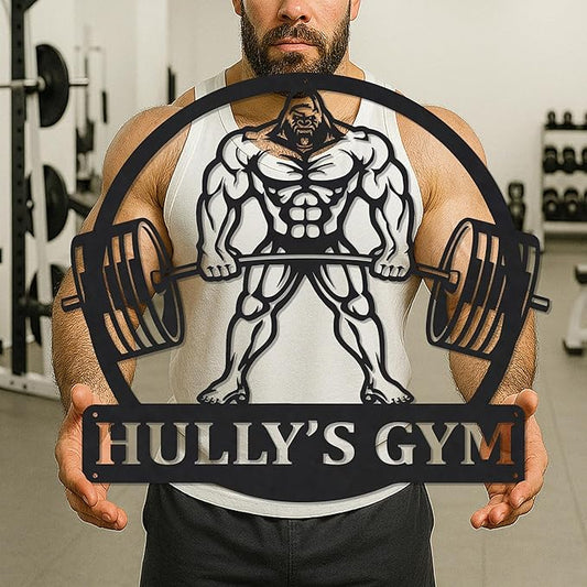 Personalized Gym Metal Wall Art Custom Name Workout Room Decor, Fitness Center Motivational Garage Sign, Powerlifting Home Gift for Women, Men, Dad, Papa, Grandpa, Mother, Sister, Girls, Family-StrideForce Fitness