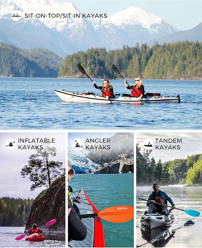 Adjustable Kayak Paddle with Carbon Shaft and PP Blade Available in 220-230/220-240/230-250cm Floating Lightweight Kayak Oars with Original Pattern-StrideForce Fitness