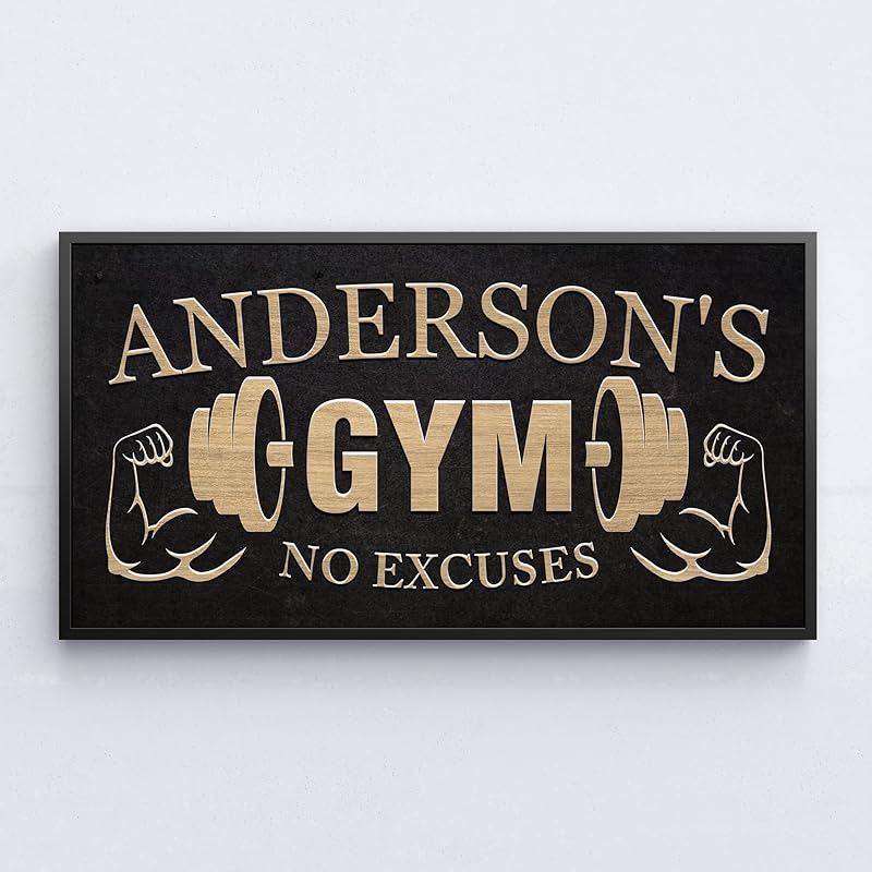 AWESOMETIK GYM Custom Sign Personalized Canvas Wall Decor with Custom Family Name Vintage, Custom Vintage GYM Room Decor, Entertainment Hall Living Room Lounge-StrideForce Fitness