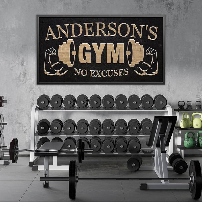 AWESOMETIK GYM Custom Sign Personalized Canvas Wall Decor with Custom Family Name Vintage, Custom Vintage GYM Room Decor, Entertainment Hall Living Room Lounge-StrideForce Fitness