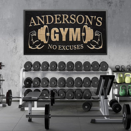 AWESOMETIK GYM Custom Sign Personalized Canvas Wall Decor with Custom Family Name Vintage, Custom Vintage GYM Room Decor, Entertainment Hall Living Room Lounge-StrideForce Fitness