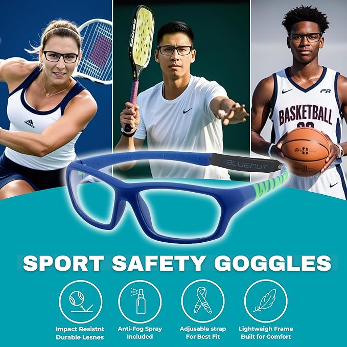 BLUE CUT Sports Protection Goggles, Anti-Fog Lenses Safety Glasses for Basketball, Pickleball and All Outdoor Sports-StrideForce Fitness