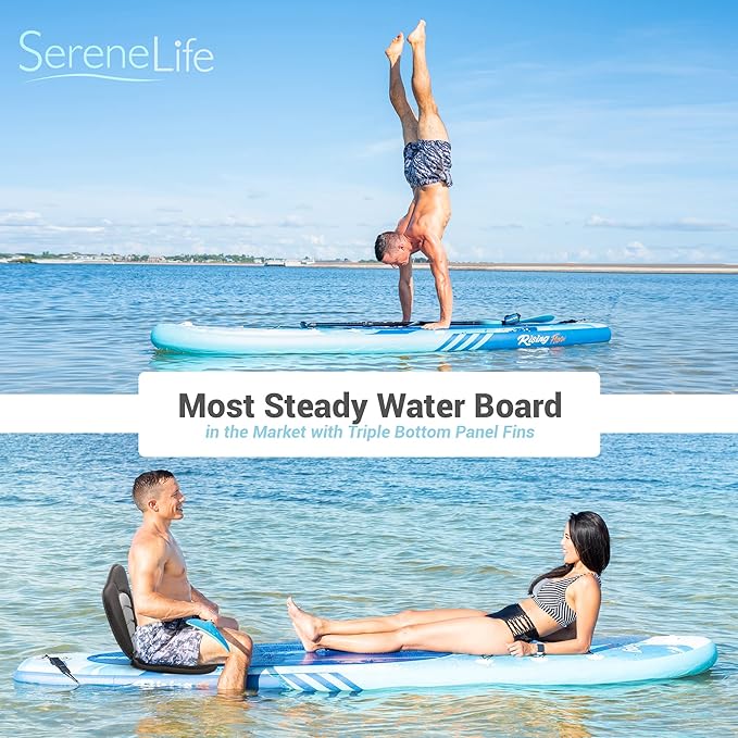 SereneLife Inflatable Stand Up Paddle Board with Premium SUP Accessories – Wide Stable Design with Non-Slip EVA Deck Pad for Adults and Youth of All Skill Levels-StrideForce Fitness
