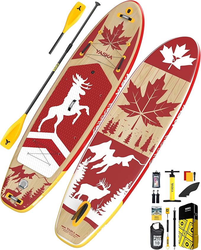 YASKA Inflatable Stand Up Paddle Board - 11ft Extra Wide Paddleboard with Premium SUP Board Accessories,Camera Mount,Non-Slip EVA Deck,5 Handles,Youth/Adult-StrideForce Fitness