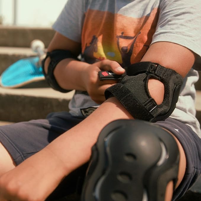 SKATEWIZ Skating Protective Gear Adults & Kids [6pc] incl. Knee Pads, Elbow Pads Wrist Guards for Roller Skating & Skateboarding-StrideForce Fitness