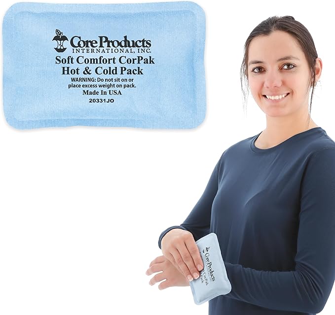 Core Products Soft Comfort CorPak – Reusable Hot & Cold Therapy Pack, Ice Pack for Injuries, No-Frost Compress for Muscle, Back & Joint Pain Relief – 3" x 5", Made in USA-StrideForce Fitness