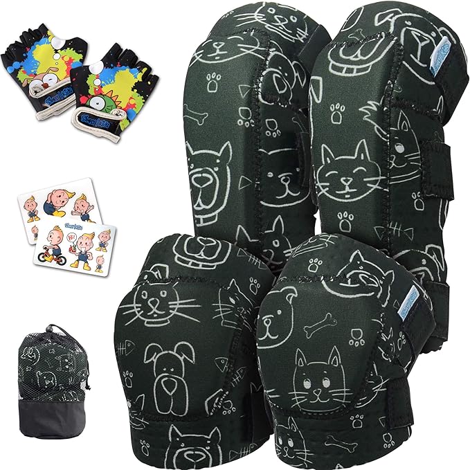 Soft-Style Kids Knee and Elbow Pads with Bike Gloves, Flexible Impact-Resistant Gear for Ages 2-11, Designed for Balance Bikes, Roller-Skating, and Skateboarding-StrideForce Fitness