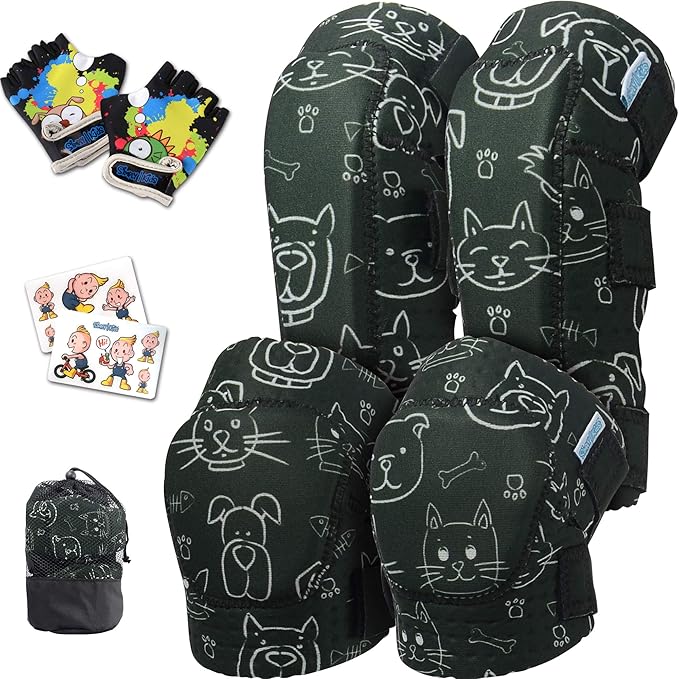 Soft-Style Kids Knee and Elbow Pads with Bike Gloves, Flexible Impact-Resistant Gear for Ages 2-11, Designed for Balance Bikes, Roller-Skating, and Skateboarding-StrideForce Fitness